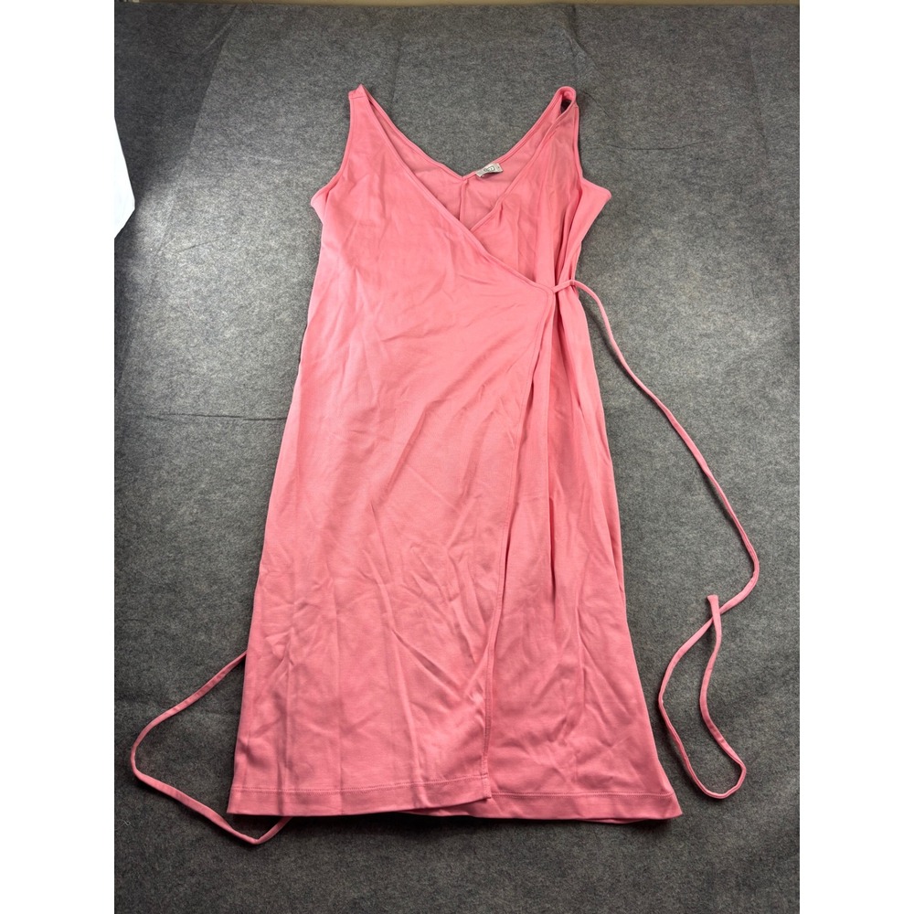 AYR THE YOWZA Pink Pima Cotton Wrap Dress V-Neck Midi Womens M Preppy Capsule